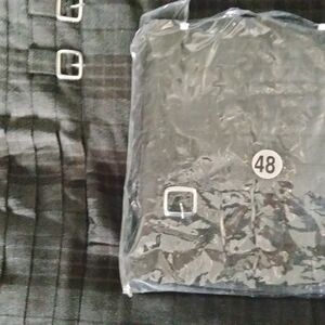 Black Plaid Skirt with Silver Buckles